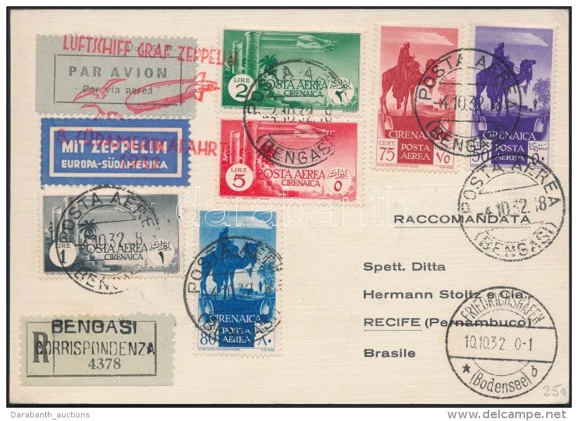 1932 Zeppelin LevelezÅ‘lap Brazíliába / Mi 97-102 On Zeppelin Postcard To Brazil - Other & Unclassified