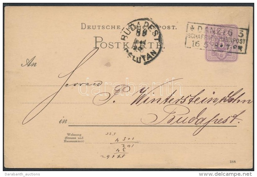 1888 Díjjegyes LevelezÅ‘lap Vasúti Bélyegzéssel Budapestre / PS-card With With Railway... - Other & Unclassified