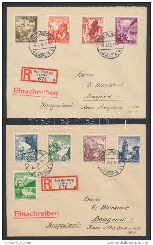 1939 Téli Segély Sor 2 Db Ajánlott Levélen Jugoszlávia / Winter Aid Set On 2... - Other & Unclassified