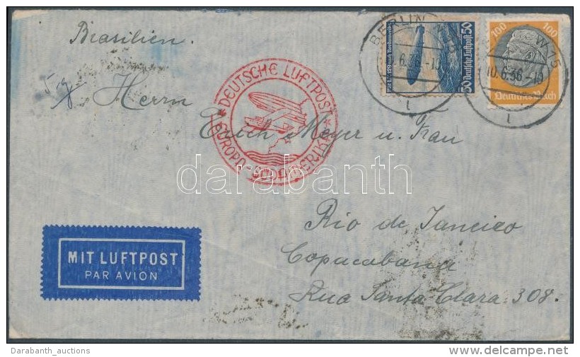 1936 Légi Levél BerlinbÅ‘l Rio De Janeiro-ba Mi 528 + 606x Bélyegekkel / Airmail Cover To... - Other & Unclassified