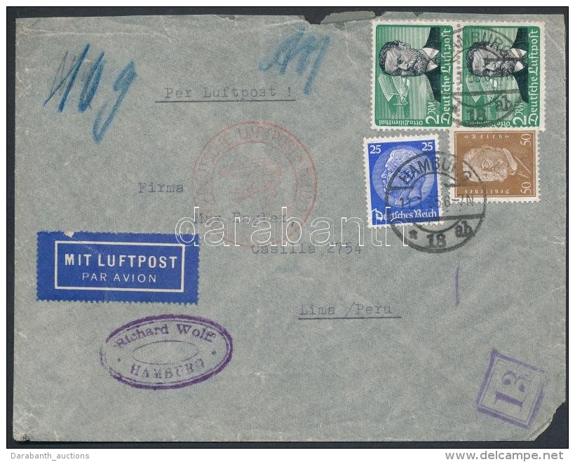 1935 Légi Levél Peruba / Airmail Cover To Peru - Other & Unclassified