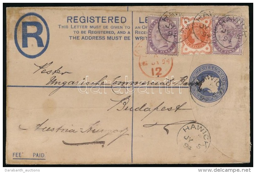 1894 Ajánlott Díjjegyes Levél / Registered PS-cover With Additional Franking 'HAWICK' -... - Other & Unclassified