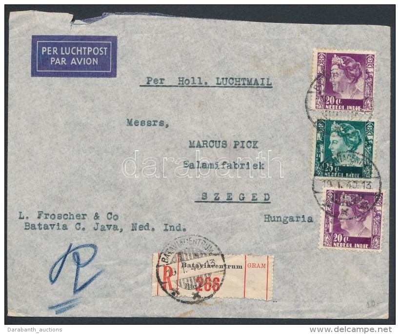 1940 Ajánlott Légi Levél Szegedre / Registered Airmail Cover To Hungary - Other & Unclassified