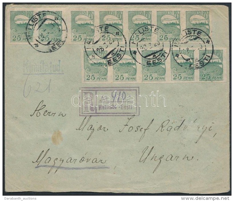 1920 Ajánlott Levél Magyarországra / Registered Cover From Halliste To Hungary - Other & Unclassified