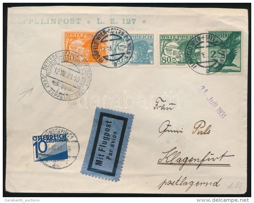 1931 Zeppelin Österreichfahrt Levél Klagenfurtba, Portózva / Cover To Klagenfurt, With Postage... - Other & Unclassified