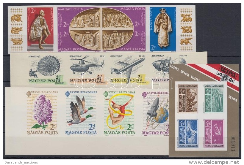 ** 1964-1983 3 Db Klf Vágott Csík + WIPA Vágott Blokk / 3 Different Imperforate Stripes And 1... - Other & Unclassified