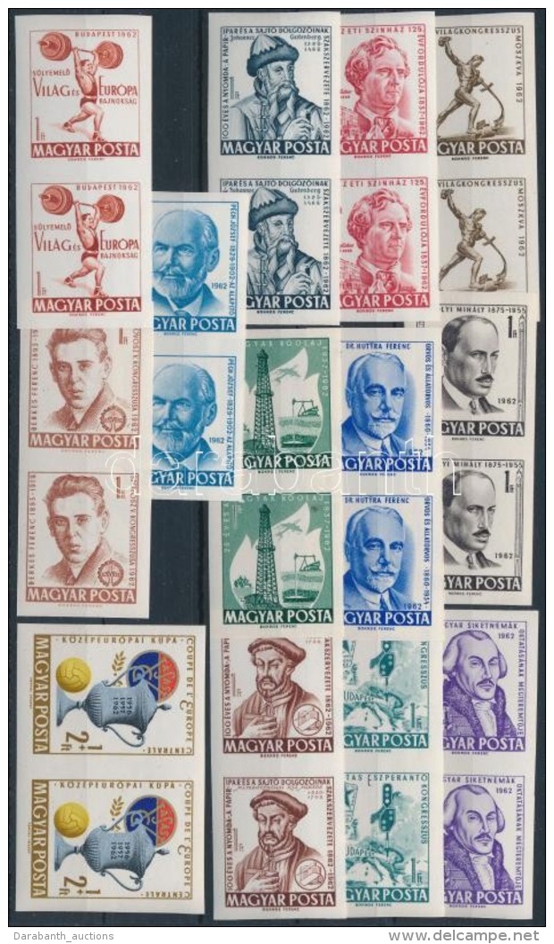 ** 1962 Évfordulók-események I. Vágott Sor Párokban (24.000) / Imperforate Set... - Other & Unclassified