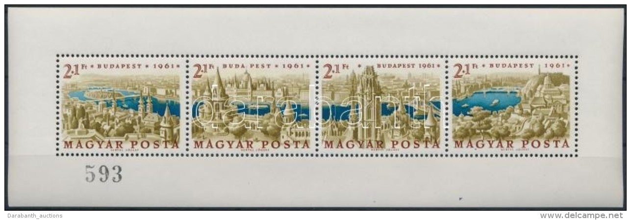 ** 1961 Budapest Panoráma Blokk (90.000) / Mi 1789-1792 Printed In Block, Present Of The Post (2 Enyhe... - Other & Unclassified