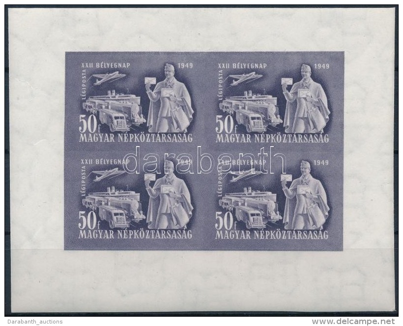 ** 1949 Bélyegnap (22.) Vágott Kisív (100.000) / Mi 1065 Imperforate Minisheet (ráncok... - Other & Unclassified