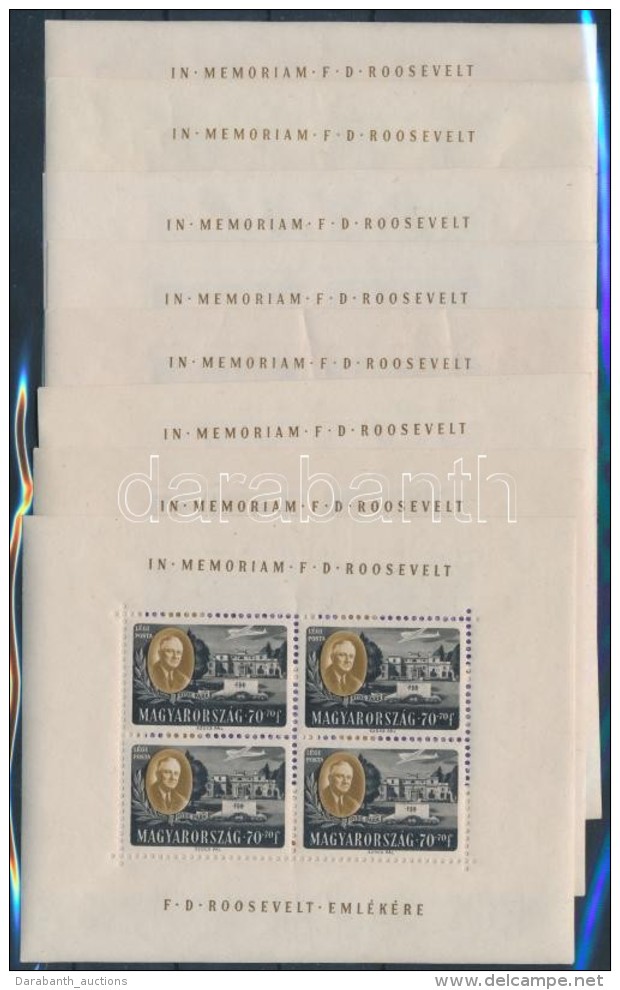 ** 1947 Roosevelt Kisív Sor Egyenes Képállással (80.000) / Mi 985-992 Minisheets... - Other & Unclassified