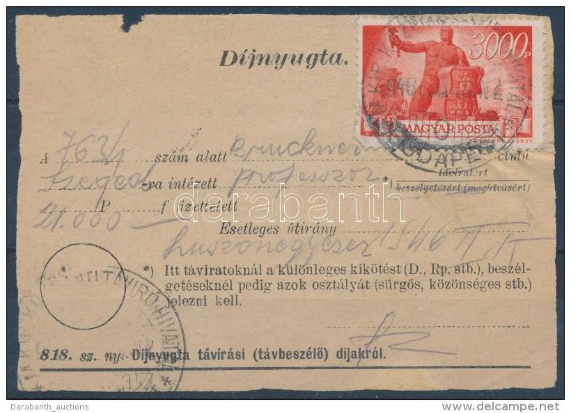 1946 (7. Díjszabás) Távirati Díjnyugta Újjáépítés... - Other & Unclassified