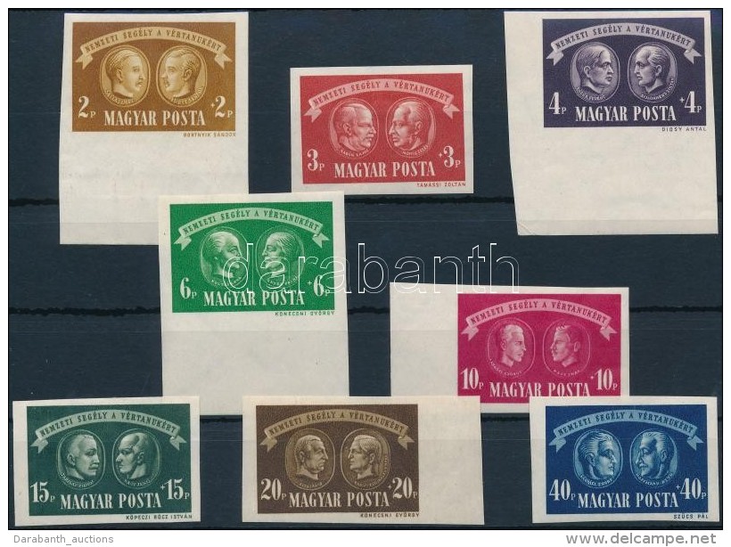 ** 1945 Vértanúk Vágott Sor (40.000) / Mi 836-843 Imperforate Set - Other & Unclassified