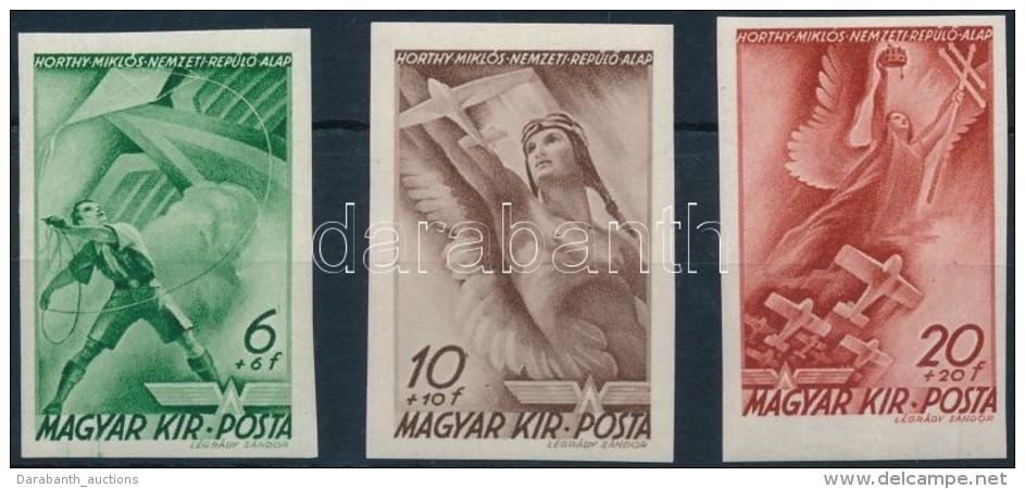 ** 1940 RepülÅ‘ Alap (I.) Vágott Sor (60.000) / Mi 623-625 Imperforate Set - Other & Unclassified