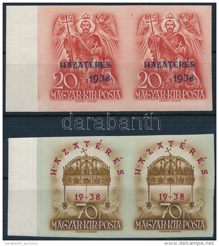 ** 1938 Hazatérés Vágott Sor ívszéli Párokban (60.000) / Mi 591-592... - Other & Unclassified