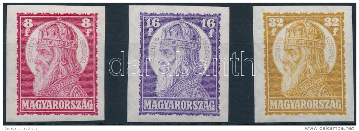 ** 1929 Szent István (II.) Vágott Sor (40.000) / Mi 455-457 Imperforate Set - Other & Unclassified