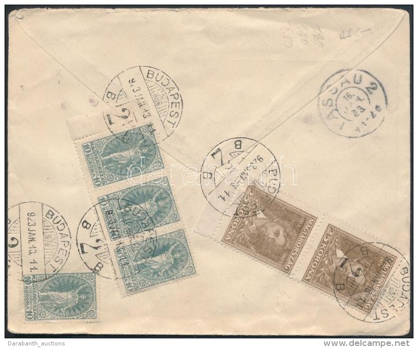 1923 PetÅ‘fi 4 X 10K + 2 X 25K ElsÅ‘napi Ajánlott Levélen / Registered FDC Franked With 4 X Mi 369 +... - Other & Unclassified