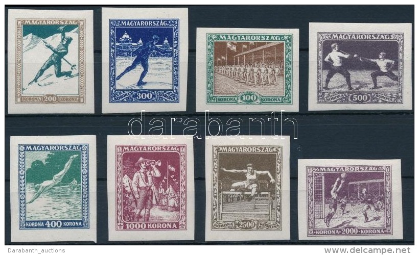 ** 1925 Sport (I.) Vágott Sor (80.000) / Mi 403-410 Imperforate Set - Other & Unclassified