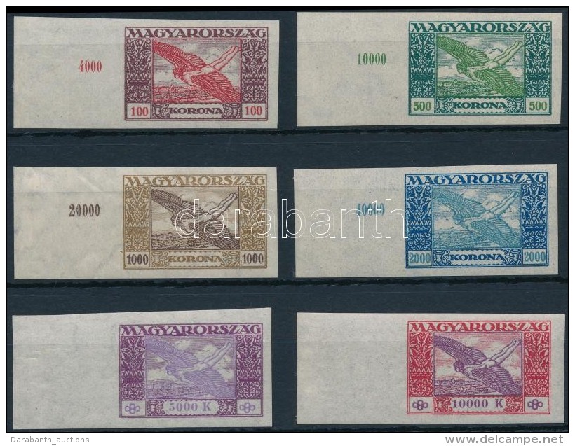 ** 1924 Ikarusz ívszéli Vágott Sor (20.000) / Mi 383-388 Imperforate Margin Set - Other & Unclassified