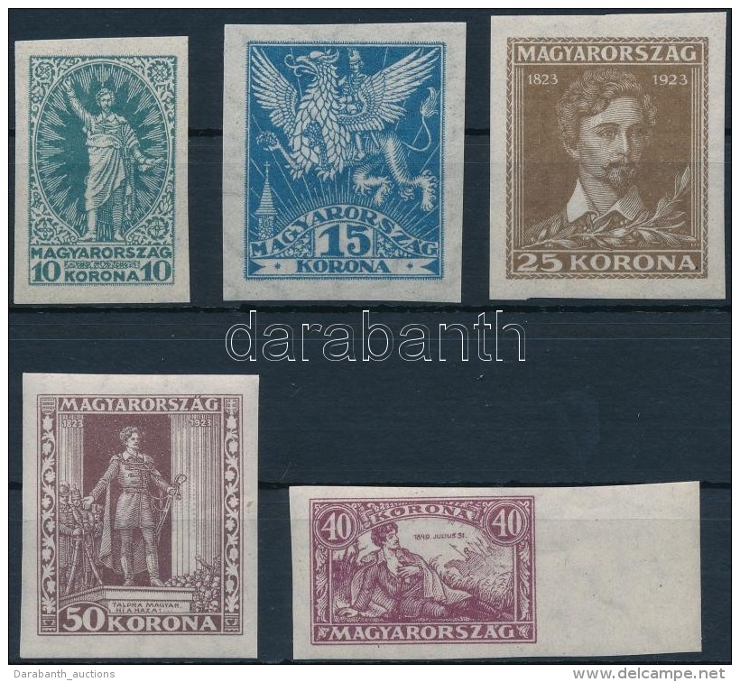 ** 1923 PetÅ‘fi Sándor (I.) Vágott Sor (20.000) / Mi 369-373 Imperforate Set - Other & Unclassified