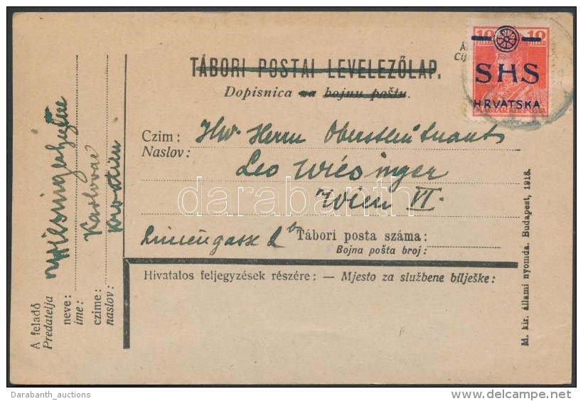 SHS 1919 LevelezÅ‘lap Bécsbe / Postcard Karlovác - Wien - Other & Unclassified