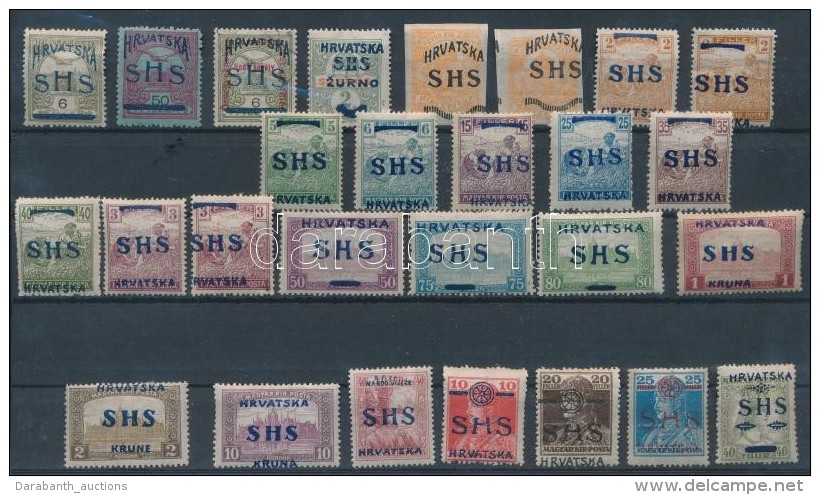 ** * O SHS 1918 27 Db Bélyeg, Közte Hadisegély 6f / 27 Stamps. Signed: Bodor - Other & Unclassified