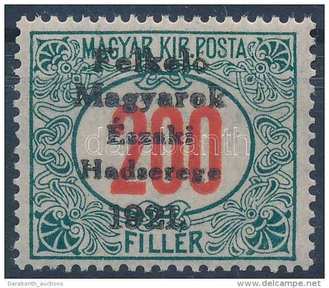 ** Nyugat-Magyarország V. 1921 Pirosszámú Portó 200f (9.000) / Mi 61. Signed: Bodor. - Other & Unclassified