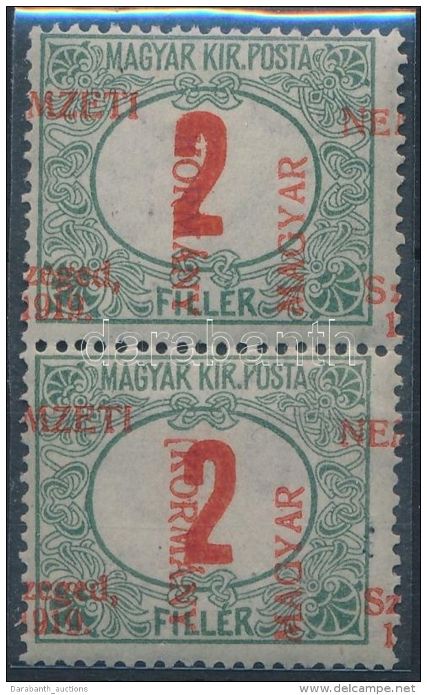 ** Szeged 1919 Portó 2f Pár ErÅ‘sen Eltolódott Felülnyomással / Postage Due 2f... - Other & Unclassified