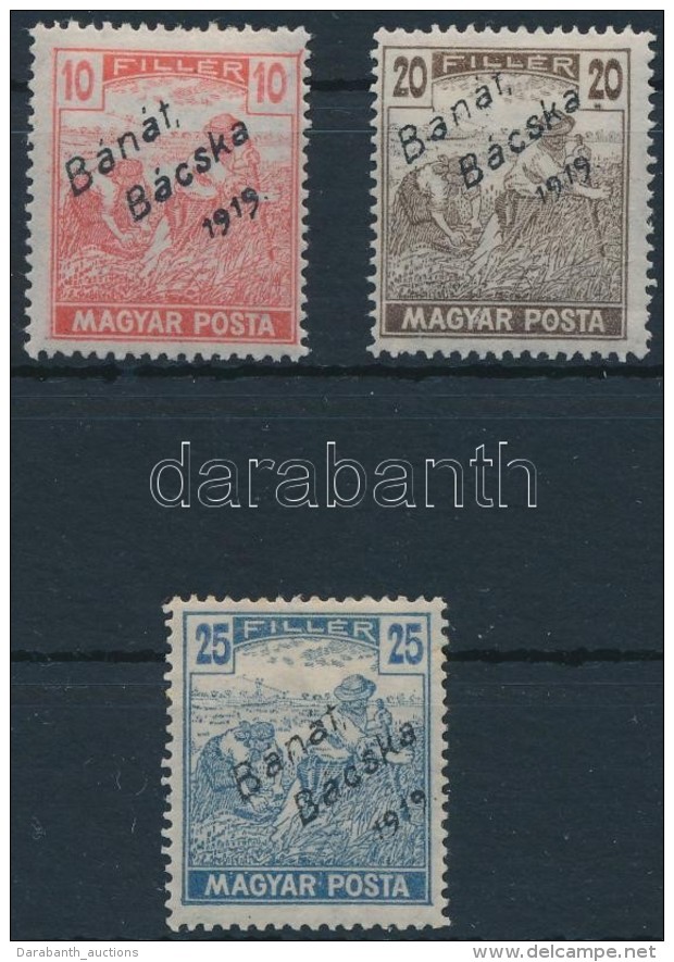 * Bánát Bácska 1919 Magyar Posta 10f, 20f, 25f (16.000) / Mi 39-41 Signed: Bodor - Other & Unclassified