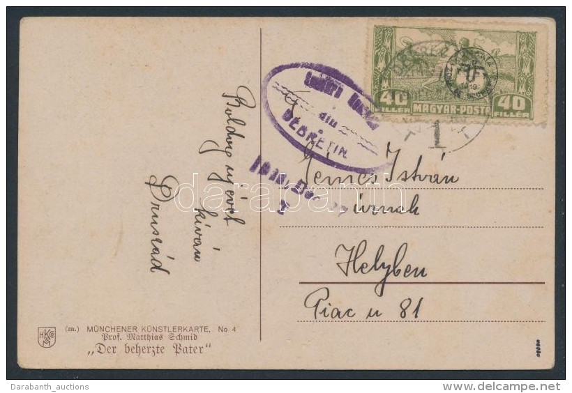 Debrecen II. 1919 40f Futott Helyi Képeslapon / Mi 87x On Local Postcard. Signed: Bodor - Other & Unclassified