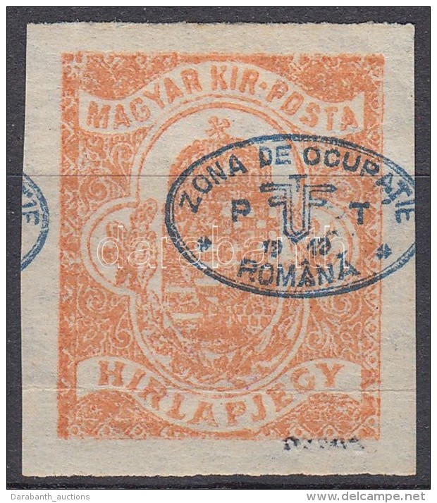 * Debrecen 1919 Plate I Hírlap (40.000) / Newspaper Stamp Signed: Bodor, Király (törött /... - Other & Unclassified