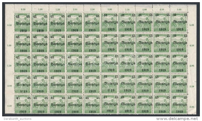 ** Baranya I. 1919 Arató 45f/5f Teljes ív, Benne Lemezhibák (min 54.300) / Mi 40 Complete... - Other & Unclassified