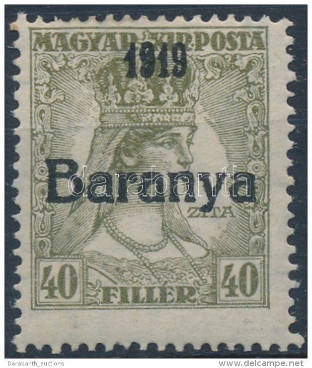 * Baranya I. 1919 Zita 40f Fekete Felülnyomással, Antikva Számokkal (96.000) / Mi 38 With... - Other & Unclassified