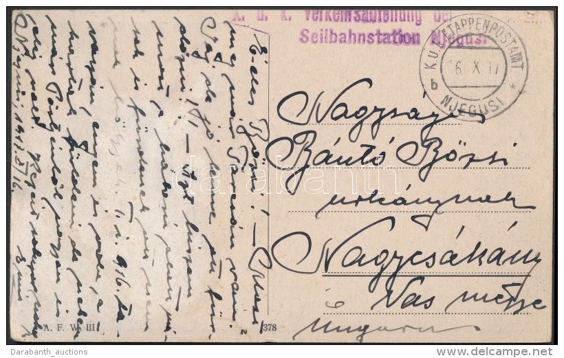 1917 Tábori Posta Képeslap / Field Postcard 'K. U. K. Verkehrsabteilung Der (....) Seilbahnstation... - Sonstige & Ohne Zuordnung