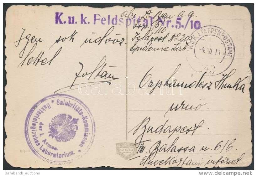 1916 Tábori Posta Képeslap / Field Postcard 'K.u.k. Feldspital Nr.5./10' +... - Other & Unclassified