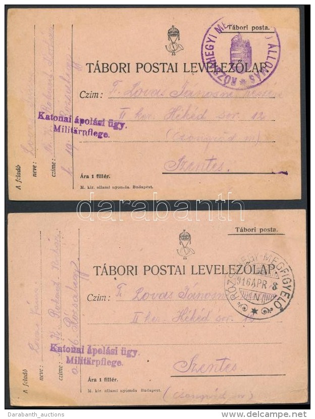 1916 2 Db Tábori Posta LevelezÅ‘lap / 2 Field Postcards 'RÓZSAHEGY-MEGFIGYELÅ' + 'RÓZSAHEGYI... - Other & Unclassified