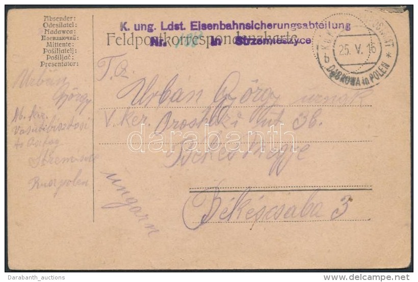 1916 Tábori Posta LevelezÅ‘lap / Field Postcard 'K.ung.Ldst. Eisenbahnsicherungsabteilung Nr 108 In... - Other & Unclassified