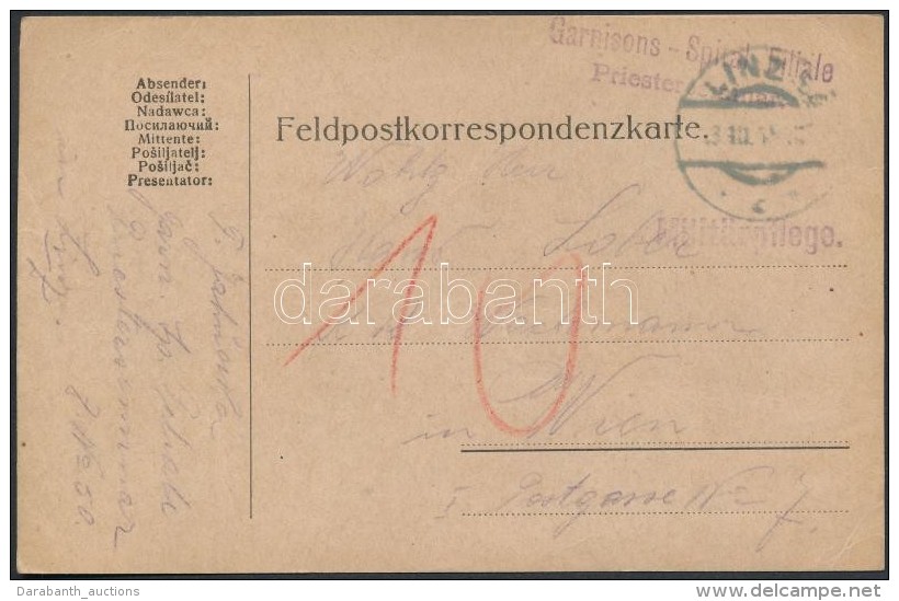 1915 Tábori Posta LevelezÅ‘lap / Field Postcard 'Garnisons-Spital Filiale Priesterseminar' - Other & Unclassified