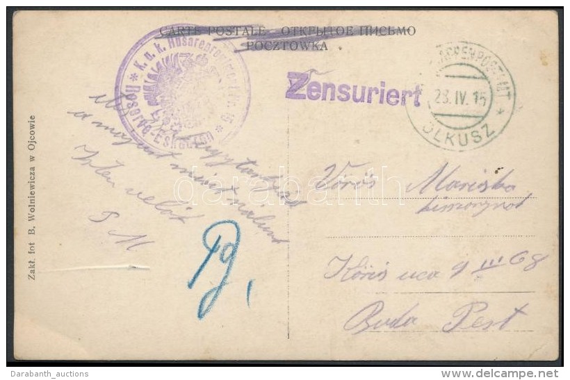 1915 Tábori Posta Képeslap / Field Postcard 'K. U. K. Husarenregiment Nr. 15. / Reserve-Eskadren' +... - Sonstige & Ohne Zuordnung
