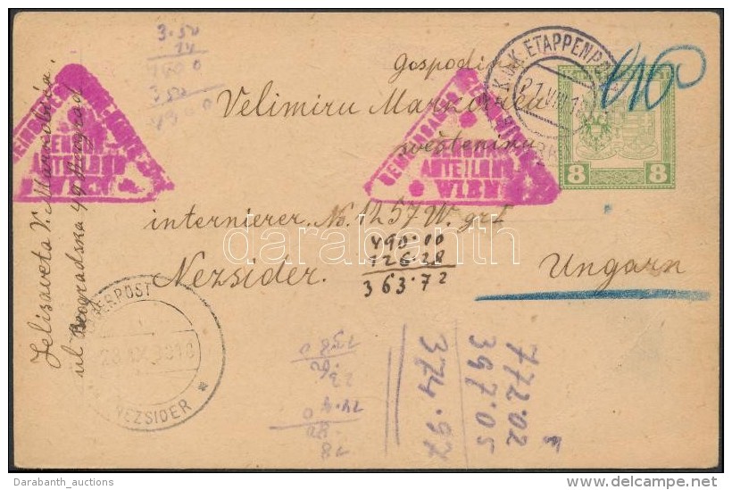 1918 Hadifogoly LevelezÅ‘lap Bécsi Cenzúrával / POW Card With Censorship Mark 'LAGERPOST... - Other & Unclassified