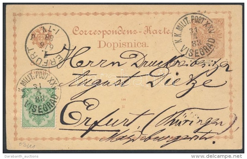 1888 2kr Díjjegyes LevelezÅ‘lap 3kr Díjkiegészítéssel / 2kr PS-card With 3kr... - Other & Unclassified