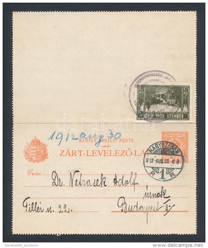 1912 Hohe Rinne 5h Díjjegyes Zárt LevelezÅ‘lapon  RRR! / Hohe Rinne 5h On PS-cover Card 'NAGYSZEBEN'... - Other & Unclassified