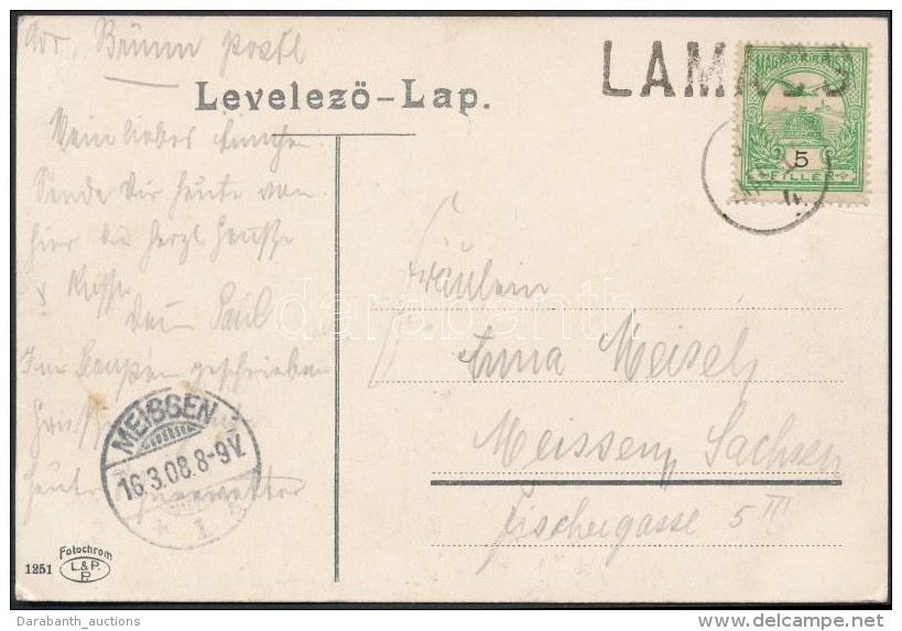 1908 Képeslap Dátum és Pályaudvari Bélyegzéssel / Postcard With Date And... - Other & Unclassified