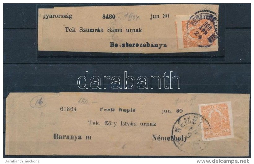 1904-1909 2 Db Teljes Címszalag / 2 Wrappers 'BESZTERCZEBÁNYA' + 'NÉMETBOLY' - Other & Unclassified