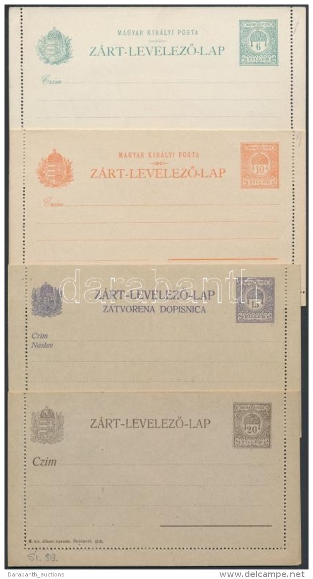 1900-1913 4 Db Használatlan Zárt LevelezÅ‘lap 7f, 10f, 15f, 20f. Hibátlan... - Other & Unclassified