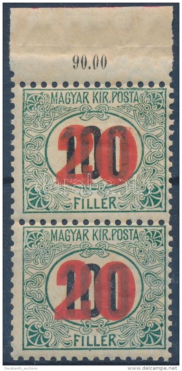 ** 1915 KisegítÅ‘ Portó 20f/100f ívszéli FüggÅ‘leges Párban / Mi 35 ... - Other & Unclassified