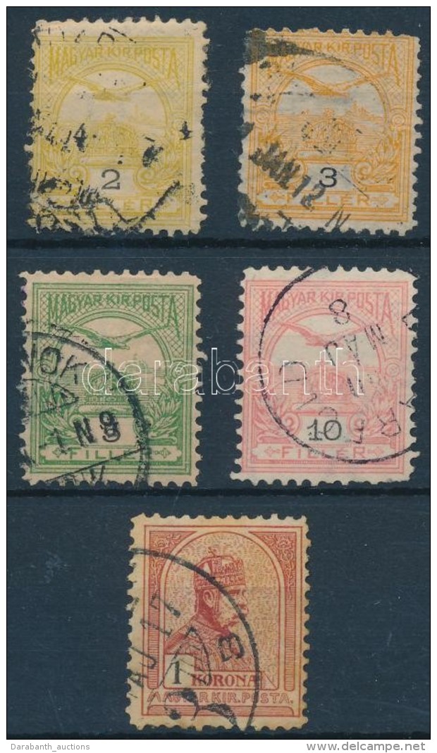 O 1900 5 Db Turul 11 1/2 Fogazású Bélyeg / Mi  55-56B, 58B, 60B, 67B - Other & Unclassified