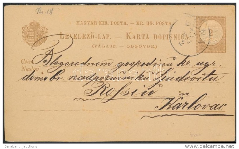 1887 2kr KétnyelvÅ± Díjjegyes Válaszos LevelezÅ‘lap / 2kr Bilingual PS-reply Card 'GLINA' -... - Other & Unclassified