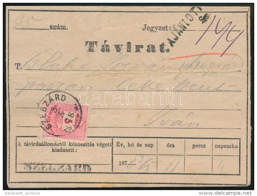 1878 Távirat Palánkáról Szentivánra, Szekszárdról Ajánlott... - Other & Unclassified