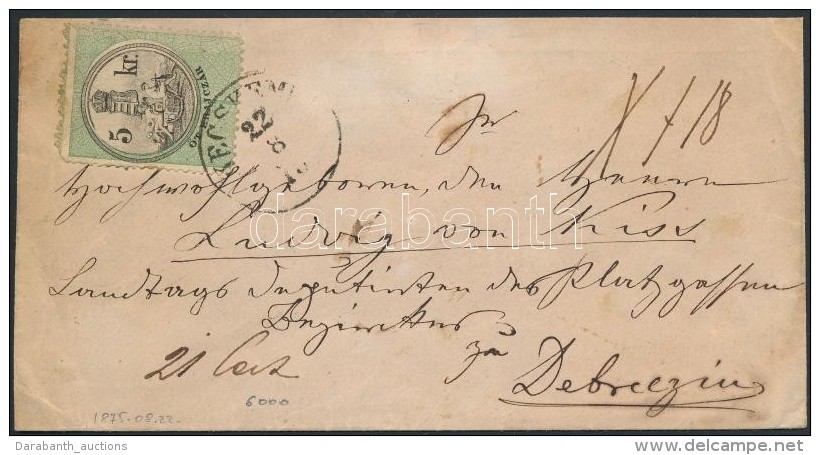 1875 Kocsiposta Szállítólevél 5kr Okmánybélyeggel / Coauch Mail Parcel... - Other & Unclassified