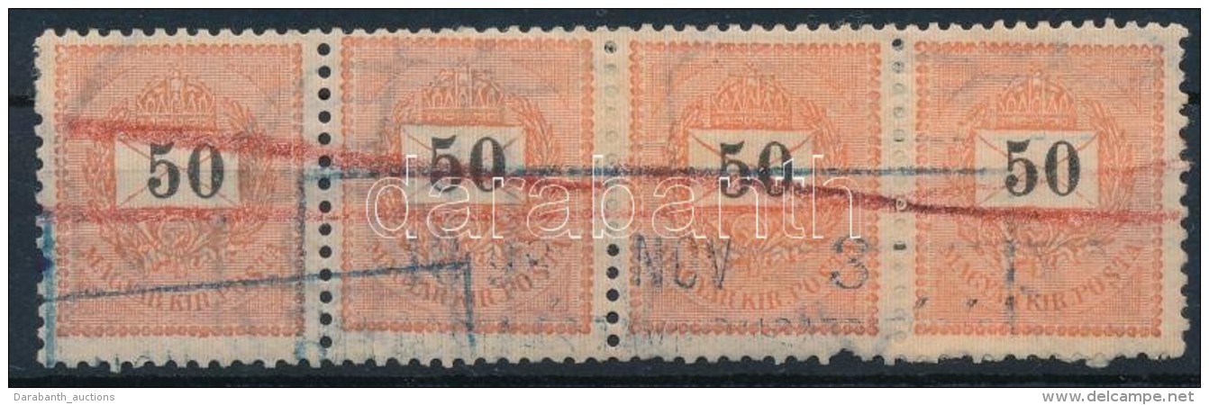 O 1898 50kr Négyescsík, 3-as Vízjelállás / Stripe Of 4, Watermark Position 3... - Other & Unclassified